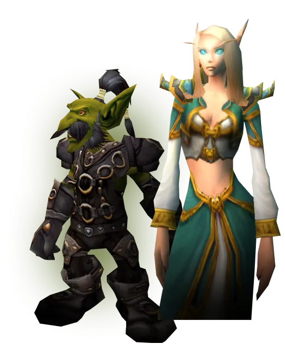 Goblin and High Elf characters used by OctoWoW