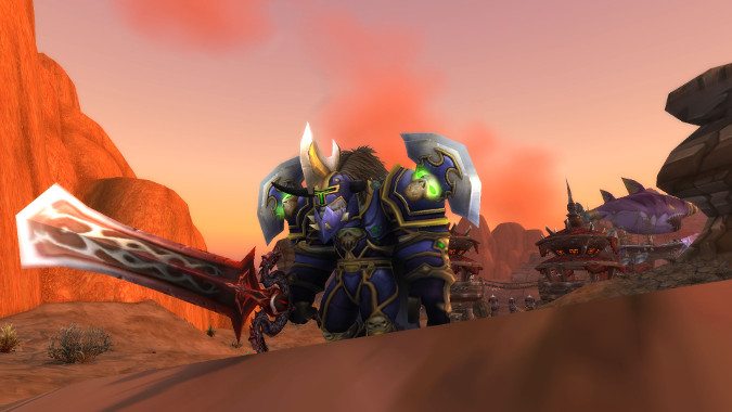Turtle WoW Warrior in full armour charging into battle